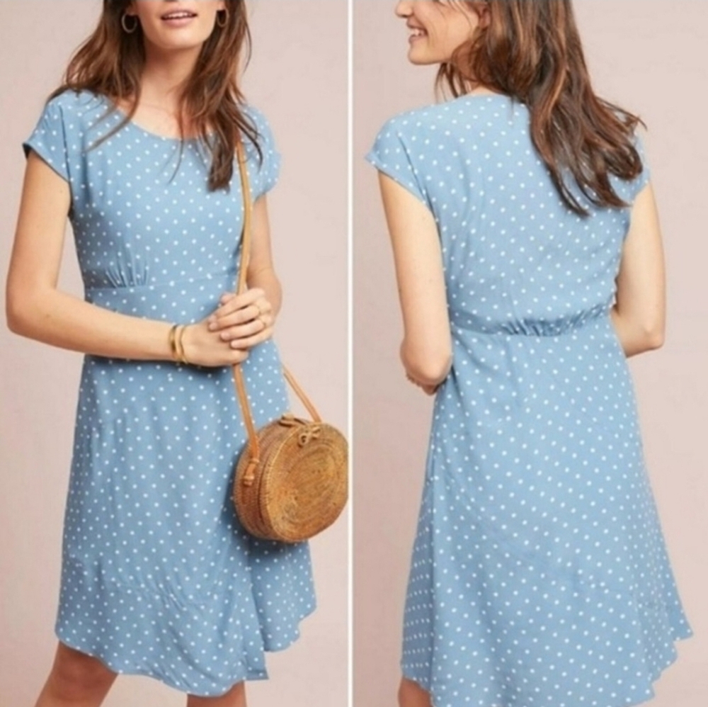 Anthropologie Maeve Morris Polka Dot Swing Dress size Medium